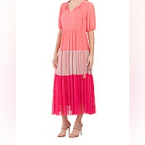 Taylor Dresses & Skirts - 92- Taylor Women's Maxi Dress Tie Neck Soft Pink Blush Size 4 NWT